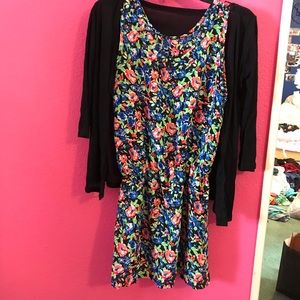 Brand new floral dress and black cardigan set
